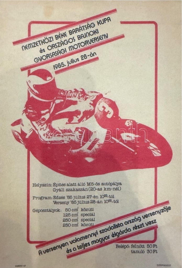 The poster of the international speed race held on 28 July 1985
