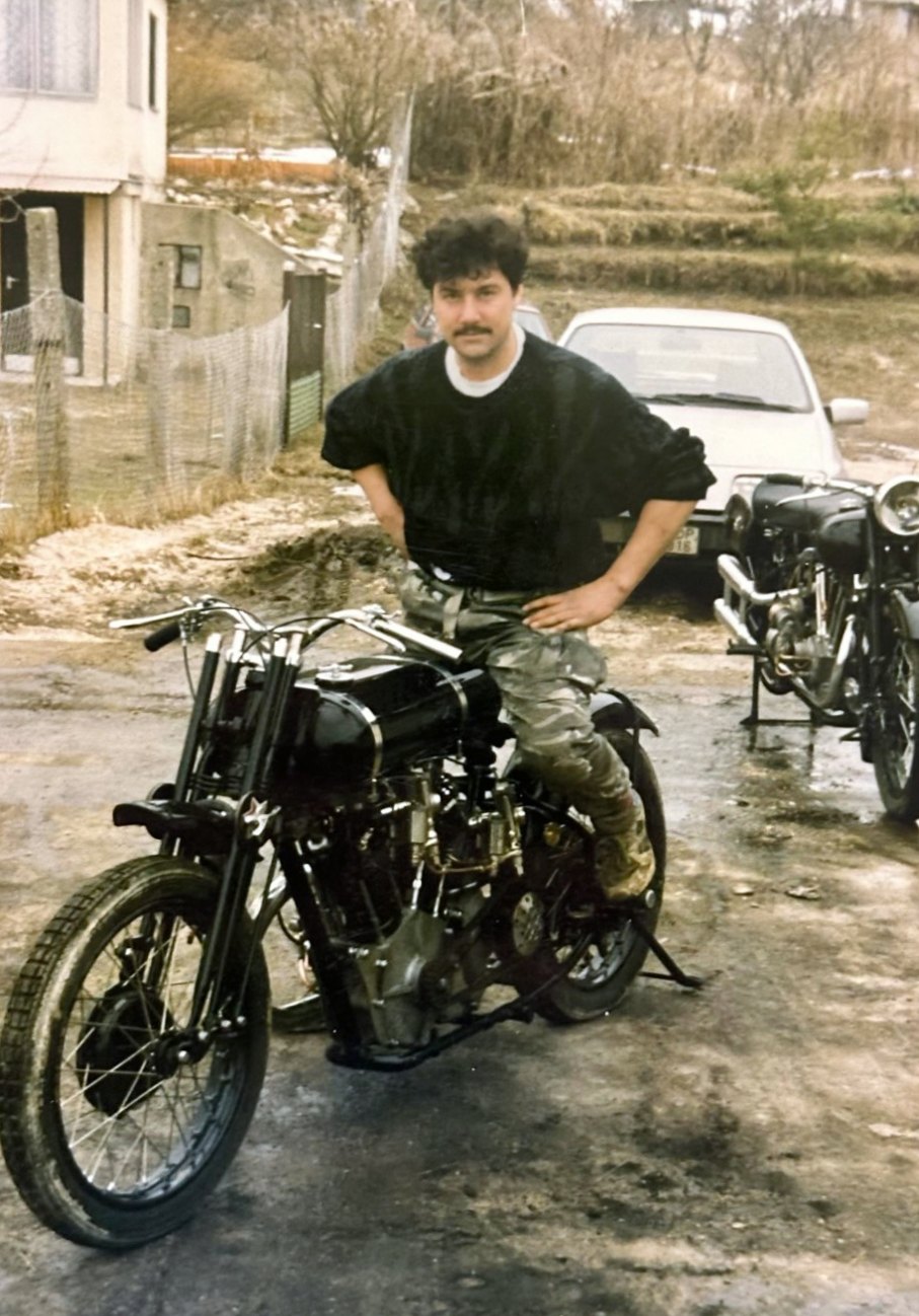 László Mala, Zsolt’s master, on the Brough Superior