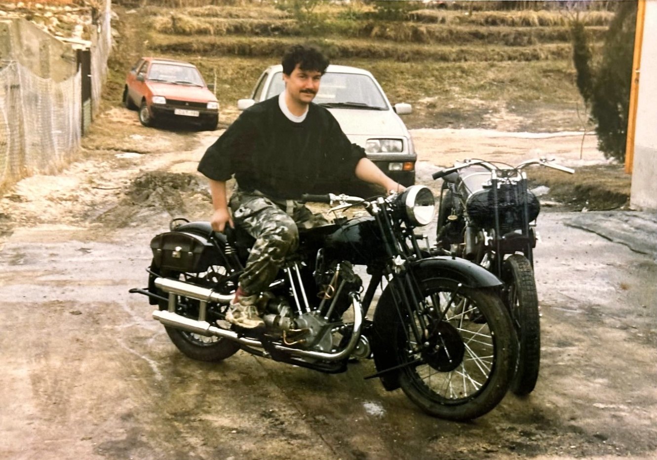 The restored Brough Superior with Zsolt’s master, László Mala