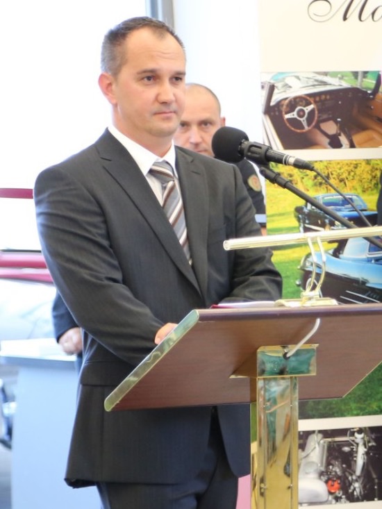 Zsolt Nagy giving his speech at the opening of the new workshop hall